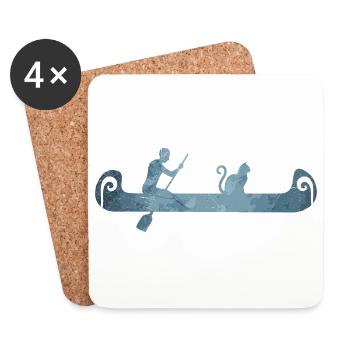 Canoeing with my cat Canoe lover gift - Coasters (set of 4) - white - Front