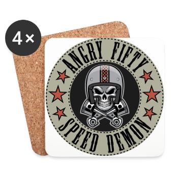 Angry fifty 50 biker motorcycle - Coasters (set of 4) - white - Front