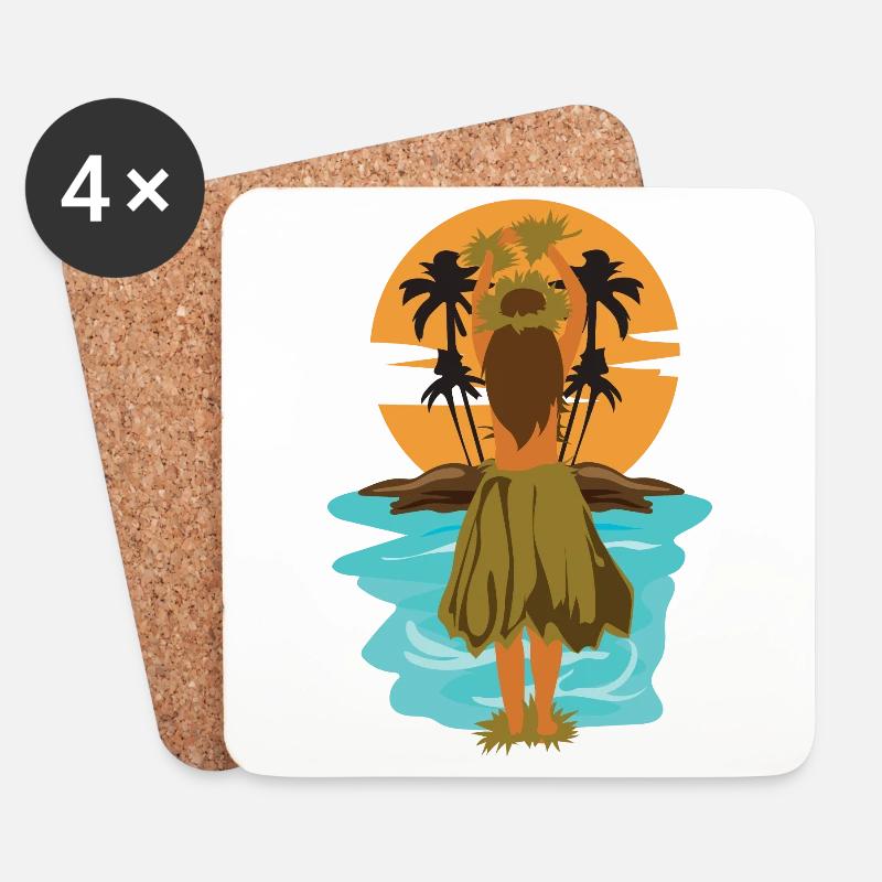 Hawaii Hula-Tanz Hula-Mädchen Geschenkidee - Untersetzer (4er-Set) - Weiß
