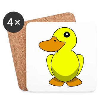 Canard en caoutchouc canard jaune enfants - Dessous de verre (lot de 4) - blanc - Devant