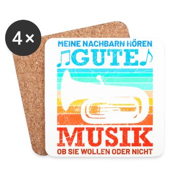 Retro Tuba Design mit Spruch - Untersetzer (4er-Set) - Weiß - Vorne