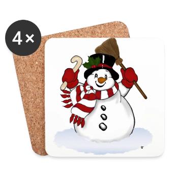 bonhomme de neige - Dessous de verre (lot de 4) - blanc - Devant