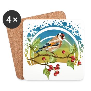 Bunter Vogel - Untersetzer (4er-Set) - Weiß - Vorne