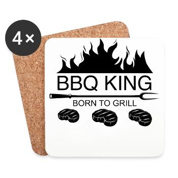 BBQ King - Born to grill - Untersetzer (4er-Set) - Weiß - Vorne