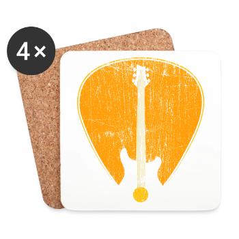 Musique basse de guitare électrique - Dessous de verre (lot de 4) - blanc - Devant