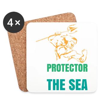 Poseidon Protector of the Sea Diver Gift Idea - Coasters (set of 4) - white - Front