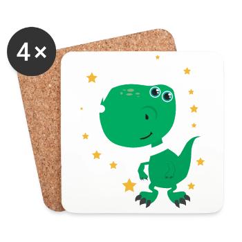 Space animals space dinosaur kids gift - Coasters (set of 4) - white - Front