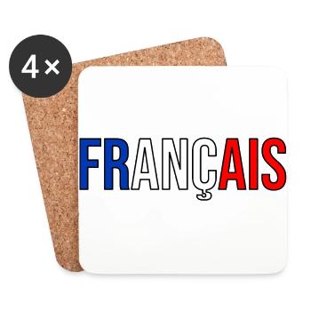 French flag france country blue white red logo - Coasters (set of 4) - white - Front