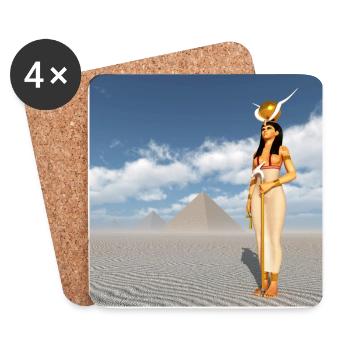Déesse Hathor et pyramides - Dessous de verre (lot de 4) - blanc - Devant