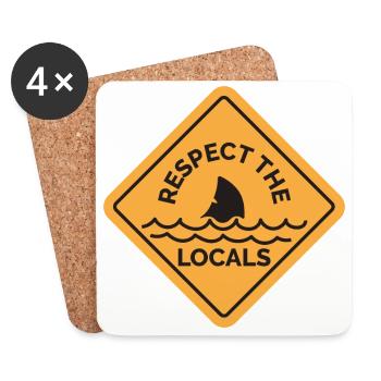 Surfeur de panneaux de signalisation respecter le cadeau des habitants - Dessous de verre (lot de 4) - blanc - Devant