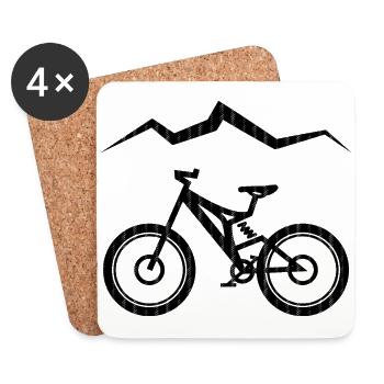 Vélo - VTT - montagne - Dessous de verre (lot de 4) - blanc - Devant