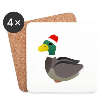 Canard Noël hiver - Dessous de verre (lot de 4) - blanc - Devant