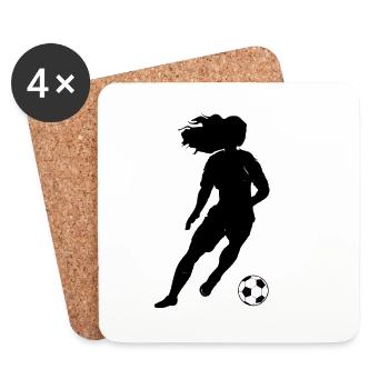 football Féminin cadeau - Dessous de verre (lot de 4) - blanc - Devant