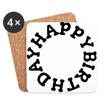 Happy birthday happy birthday circle - Coasters (set of 4) - white - Front