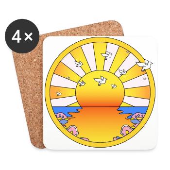 LSD California Orange Sonnenschein - Untersetzer (4er-Set) - Weiß - Vorne