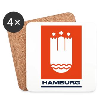 Hambourg logo blason rouge bleu - Dessous de verre (lot de 4) - blanc - Devant