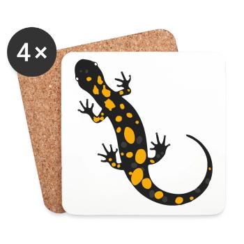 Idée cadeau pour enfants tatouage salamandre de feu - Dessous de verre (lot de 4) - blanc - Devant