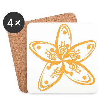 Hawaii-Blume Plumeria Orange Tribal Geschenk - Untersetzer (4er-Set) - Weiß - Vorne
