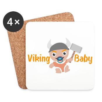 Viking Baby Little Viking with Pacifier Gift - Coasters (set of 4) - white - Front