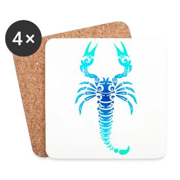 Cadeau de tatouage tribal polynésien scorpion maori - Dessous de verre (lot de 4) - blanc - Devant