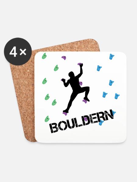 Bouldern Bouldering Klettern Kletterer - Untersetzer (4er-Set) - Weiß