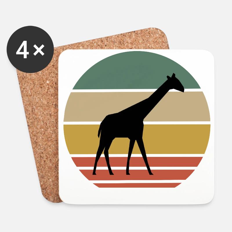 Retro Giraffe Print - Coasters (set of 4) - white