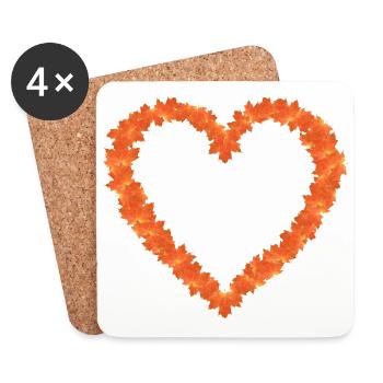 Leaves Heart - Coasters (set of 4) - white - Front