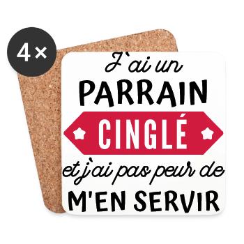 j'ai un parrain cinglé - Dessous de verre (lot de 4) - blanc - Devant