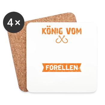König vom Forellenpuff Angler Forellen Geschenk - Untersetzer (4er-Set) - Weiß - Vorne