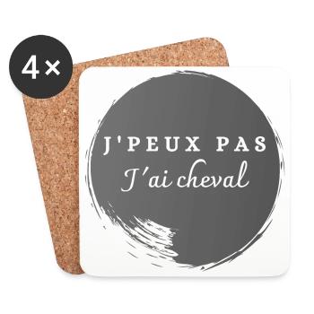 j'peux pas j'ai cheval - Dessous de verre (lot de 4) - blanc - Devant