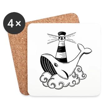 Baleine sur Cloud Nine - Dessous de verre (lot de 4) - blanc - Devant