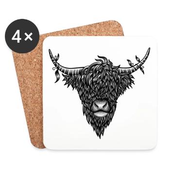 Highland Cow - Coasters (set of 4) - white - Front
