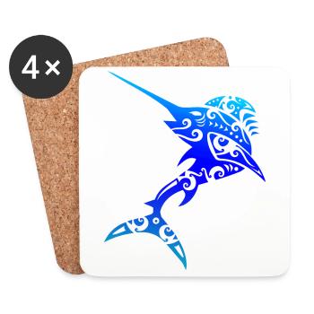 Maori Schwertfisch Polynesien Tribal Tattoo Gift - Untersetzer (4er-Set) - Weiß - Vorne
