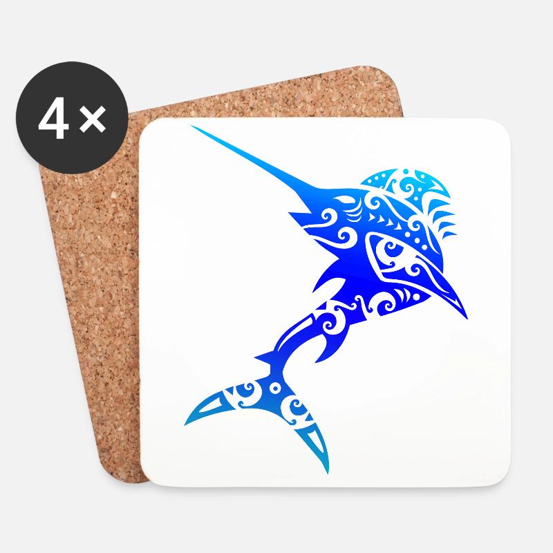 Maori Schwertfisch Polynesien Tribal Tattoo Gift - Untersetzer (4er-Set) - Weiß