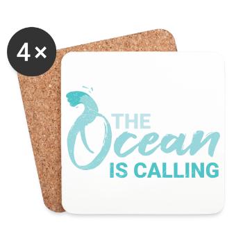 The Ocean Is Calling Surfer Diver Gift Idea - Coasters (set of 4) - white - Front
