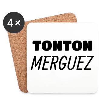 "Stylés & drôles - Tonton Merguez" - Dessous de verre (lot de 4) - blanc - Devant