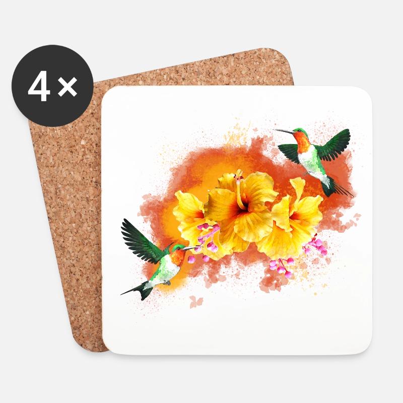 Fleur2 - Dessous de verre (lot de 4) - blanc