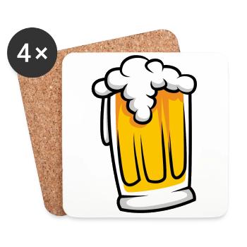 Bierglas Symbol Comic - Untersetzer (4er-Set) - Weiß - Vorne