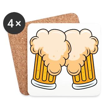 Bierglas Symbol Comic Bier - Untersetzer (4er-Set) - Weiß - Vorne