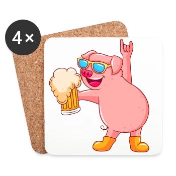 pig beer party sau - Coasters (set of 4) - white - Front