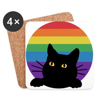 Regenbogen Katze - Untersetzer (4er-Set) - Weiß - Vorne