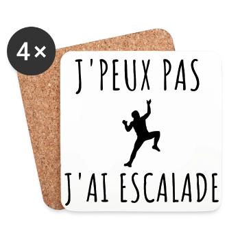 T shirt escalade J'peux pas j'ai escalade homme - Dessous de verre (lot de 4) - blanc - Devant
