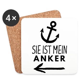 Sie ist mein Anker - Untersetzer (4er-Set) - Weiß - Vorne