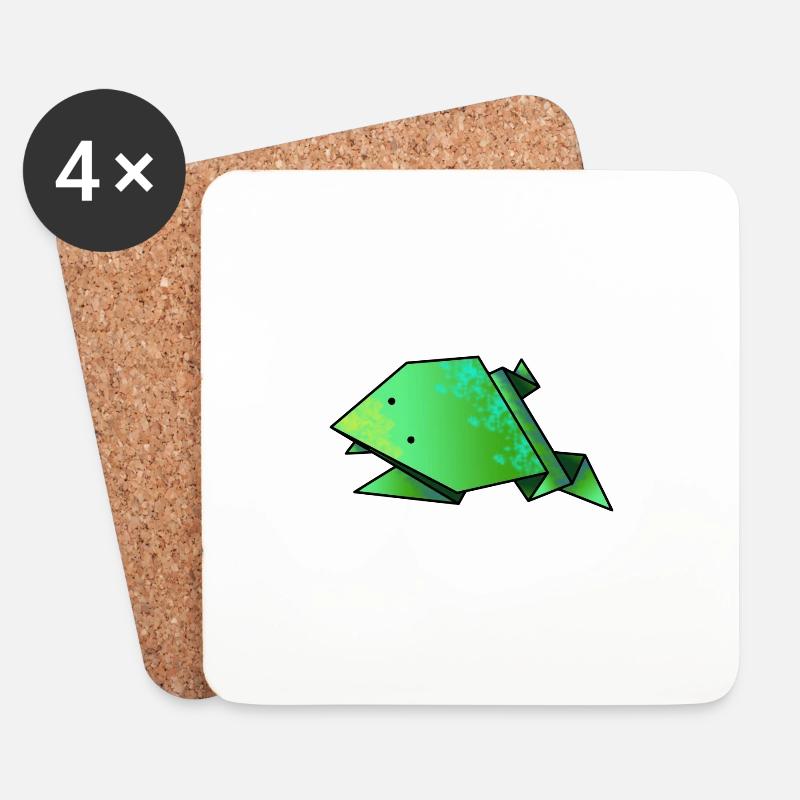 Origami Frosch - Untersetzer (4er-Set) - Weiß