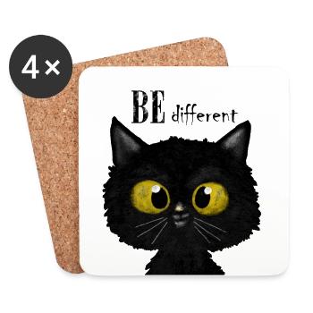 Blackcat - Coasters (set of 4) - white - Front