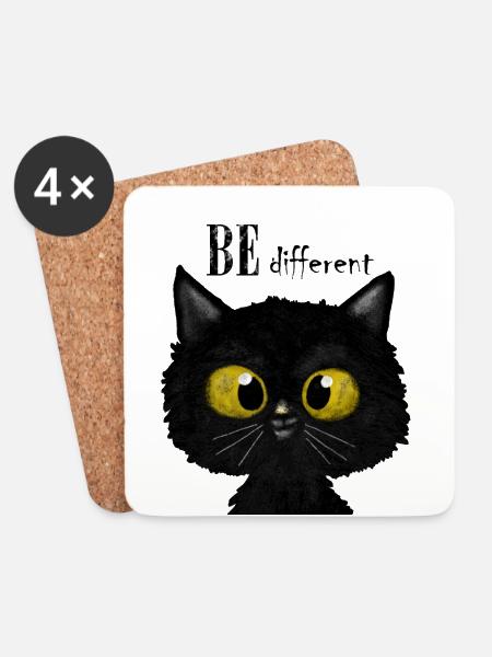 Blackcat - Coasters (set of 4) - white