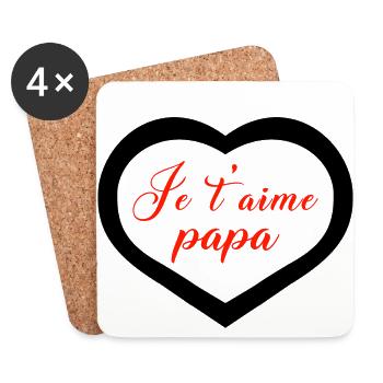 coeur je t aime papa - Dessous de verre (lot de 4) - blanc - Devant