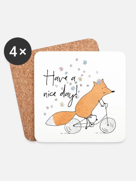 Fox in spring - Coasters (set of 4) - white