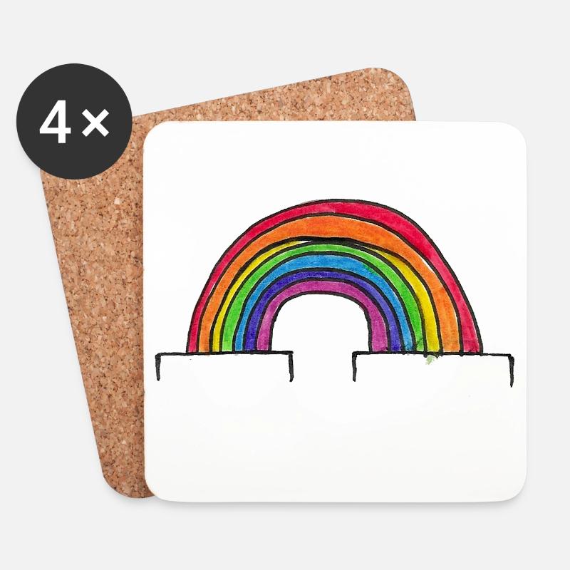 Süßer Pride Regenbogen wie von Kinderhand gemalt - Untersetzer (4er-Set) - Weiß