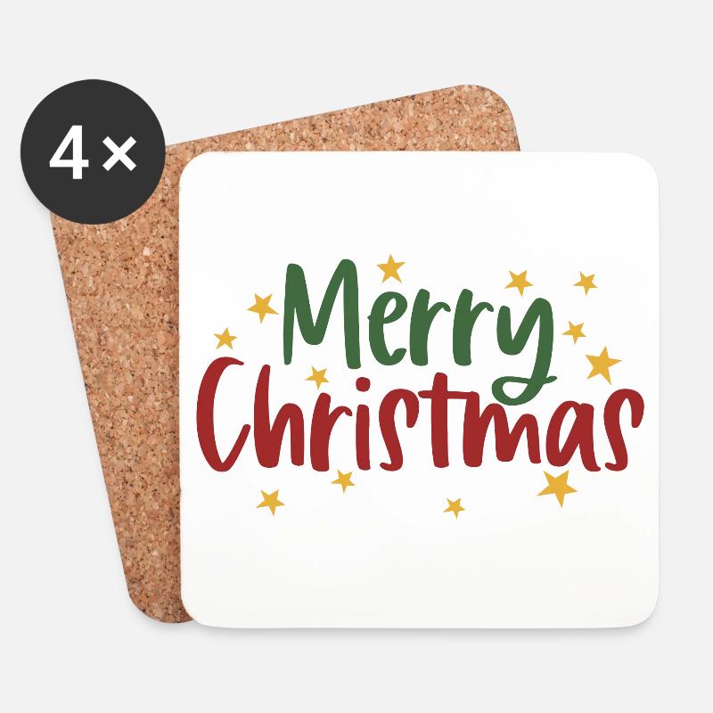 Merry Christmas 3 - Untersetzer (4er-Set) - Weiß